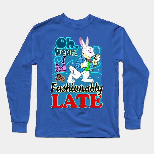 White Rabbit, Fashionably Late Long Sleeve T-Shirt by Toonicorn